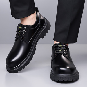 Bottes en cuir de vachette pour homme, talon bas, semelle en caoutchouc antidérapante, chaussures de travail décontractées, taille 39 40 41 42 43 44 45 - Product Image 2