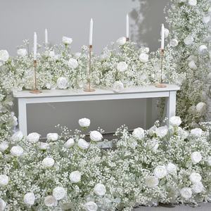 Décor de mariage de haute qualité blanc Rose fleur coureur vraie touche fleur artificielle allée pour fête route cérémonie de mariage élégant - Product Image 2