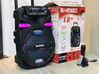 KIMISO QS1210 Qs 1210 Enceinte sans fil Bluetooth 12 pouces Enceinte portable sur roulettes Système DJ Caisson de basses avec lumière LED