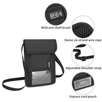 Portefeuille de cou en nylon avec blocage RFID, pochette de voyage pour passeport |   Anti-vol |   Léger et réglable pour les vacances et les aéroports