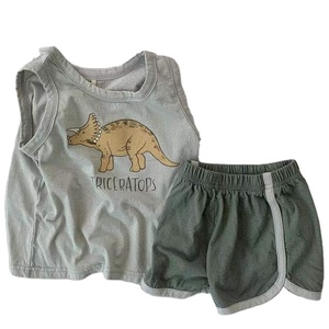 Conjunto de Ropa de Verano para Bebé con Estampado de Dinosaurio, Chaleco sin Mangas y Pantalones Cortos - Product Image 1