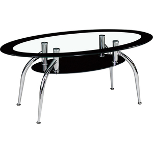 Table basse ovale en acier inoxydable <span class=keywords><strong>de</strong></span> table à thé en verre trempé clair avec avec colonne givrée - Product Image 2