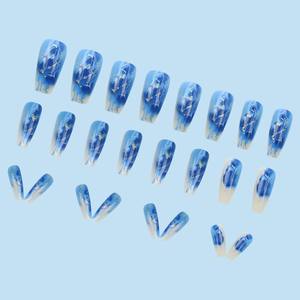 Uñas Postizas con Diseño de Corazón Brillante, Uñas Postizas Largas en Forma de Ataúd con Línea Dorada, 24 Uds., Puntas de Uñas Decorativas, Gran Venta - Product Image 4