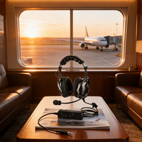 Headset On-Ear Berkabel Ringan dengan Peredam Kebisingan, Layar Digital Tahan Air, Driver Dinamis, untuk Penerbangan, Penggunaan Ponsel, Kualitas Tinggi