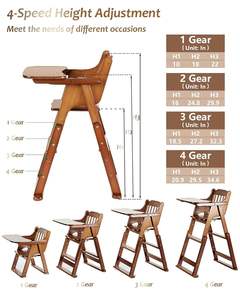 Vente en gros de <span class=keywords><strong>tabouret</strong></span> haut en bois pour enfants avec plateau chaise de salle à manger moderne pour bébé chaise pliante pour enfants à hauteur réglable avec <span class=keywords><strong>ceinture</strong></span> de sécurité - Product Image 5