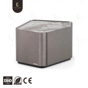 Italian Marble Nightstand Modern Luxury <strong>High</strong> Quality Irregular Design Stainless Steel Hidden Storage <strong>Bedside</strong> <strong>Table</strong> for Bedroom - Product Image 4