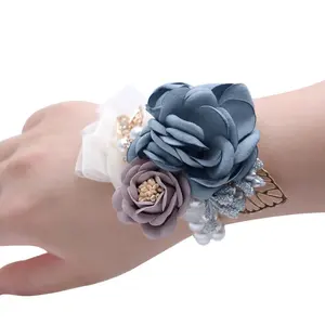 Braut Brautjungfer Hochzeit Handgelenkblumen Künstliche Stoffarmbänder für Abschlussball Schwestern Hand 20g - Product Image 5