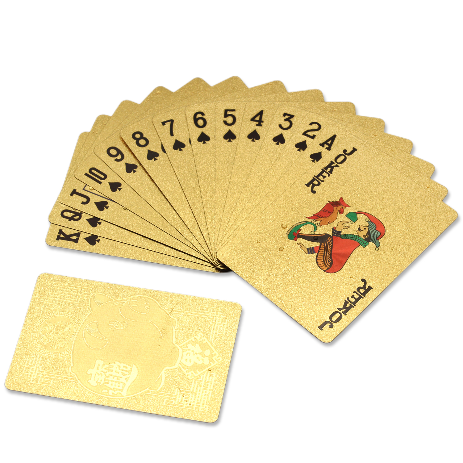 Новый продукт, набор пластиковых карт под заказ, золотые игральные карты для покера