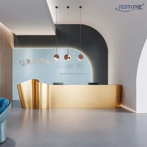 Mostrador de recepción de lujo Hot Gold, diseño moderno para uso en recepción en tiendas de ropa, salones de belleza, hoteles, escuelas - Product Image 2