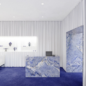 Custom Luxury Jewelry Boutique Furniture with Blue Marble Counter Wall Niche Display and Interior Design - Product Image 1