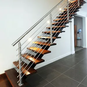 Villa Interior Staircase Cross Tube Railing Safety Stainless Steel 304 316 Pipe Post Balustrade Crossbar Railing Designs