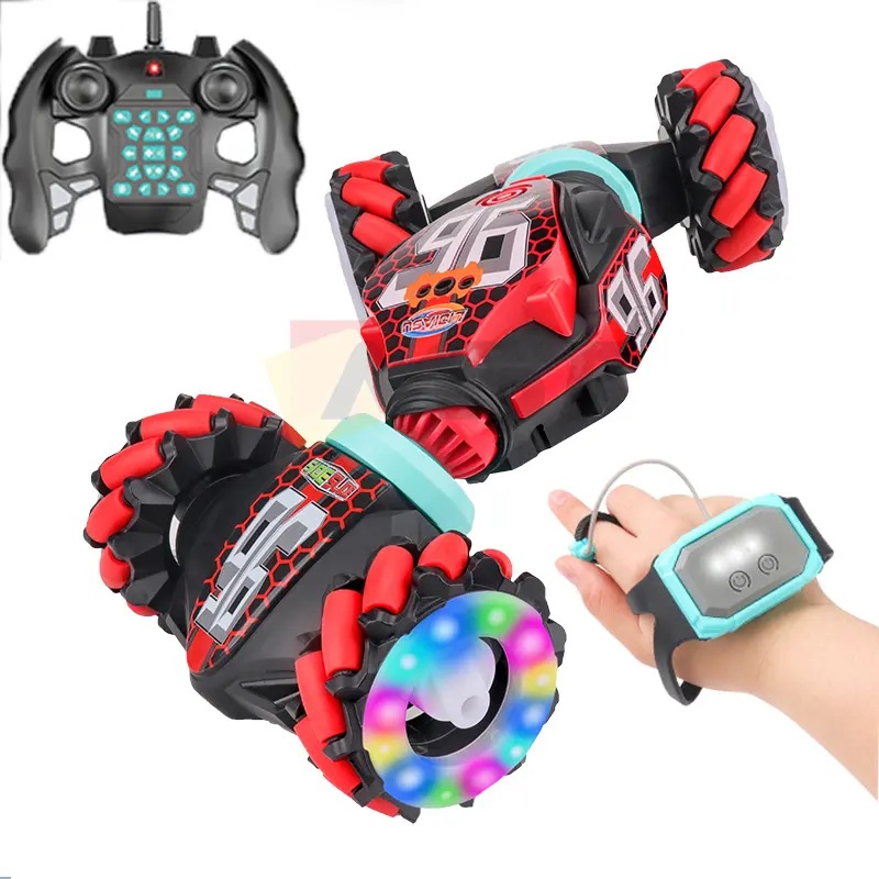 2.4G 360 Degree Gesture Sensing Dual Remote Control Climbing Twisting Stunt Rc Car With Lights Remote Control Car Toy