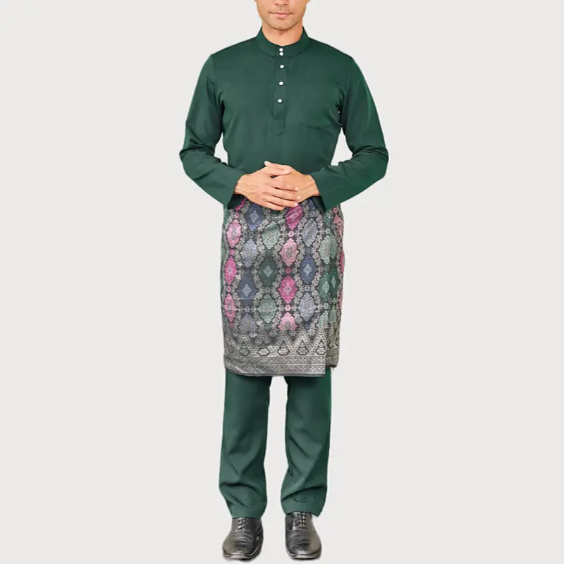 Sipo Custom Fabriek Leverancier Maleisië Moderne Effen Kleur Katoen Baju Melayu Wanita Herenkleding Singapore Baju Melayu Elrah