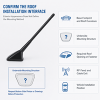 Angled Detachable-Mast Roof Aerial Assembly Angled-Mast Automotive Roof Aerial Assembly Set on a Low-Profile Geometric Base