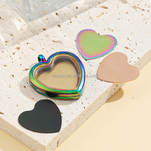 Yiwu Aceon <span class=keywords><strong>DIY</strong></span> Thép Không Gỉ Bộ Nhớ Thủy Tinh Floating Tim <span class=keywords><strong>Locket</strong></span> Pendant Với Rõ Ràng Glass Mề Đay - Product Image 6