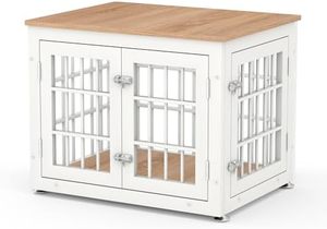 26-Inch ağır ahşap kafes kulübesi mobilya küçük köpek dekoratif Pet House End masa kuşlar kediler için kapalı kullanım beyaz doğal - Product Image 2