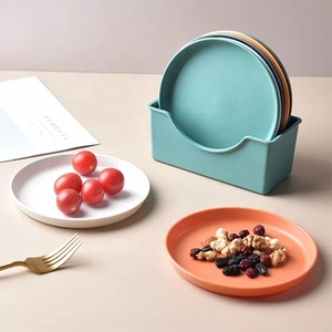 Lavavajillas sin BPA y ecológico y plato apto para microondas estilo ins plato de hueso redondo juego de vajilla para el hogar - Product Image 1