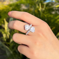 Hartvormige Liefdesaanzoek Verzilverde Cluster Ringen voor Vrouwen Bruiloft Verlovingscadeau Messing Valentijnsdag