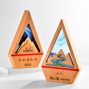 Solid Wood And Crystal <b>Trophy</b> Laser <b>Engraved</b> Customizable For Awards Ceremonies Business Gifts - Product Image 5