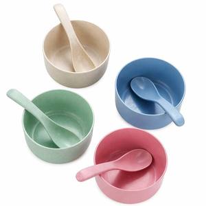Juego de Tazón y Cuchara de Paja de Trigo, Ecológico, Irrompible, Libre de BPA, Colorido, para Niños, Alimentación de Bebés, Cocina, Hogar, Picnic - Product Image 1