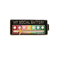 Pin de aleación DIY para el campus, con diseño de broche de energía para transformación de estado de ánimo, estilo personalizado y batería social