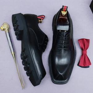 รองเท้าอ็อกซ์ฟอร์ดหนังแท้คุณภาพสูงสุด งานแฮนด์เมดแบบสามข้อต่อ ยี่ห้อ Goodyear  สำหรับผู้ชาย สไตล์ลำลองทางธุรกิจ  แบบผูกเชือก สีเขียวอมฟ้า - Product Image 5