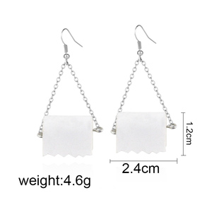 Boucles d'oreilles suspendues en <span class=keywords><strong>papier</strong></span> <span class=keywords><strong>toilette</strong></span> amusant pour femmes, cadeau de fête pour adolescents, boucles d'oreilles inhabituelles, bijoux de mode esthétique Harajuku, 2023 - Product Image 6