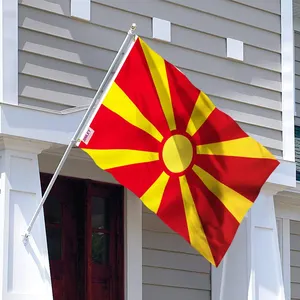 Оптовая продажа с завода, медная Пряжка с флагом Северной Македонии, 3*5 футов, флаг на заказ, Флаг Северной Македонии, размер по индивидуальному заказу