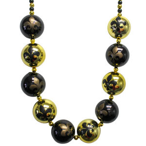 Traje de fiesta de <span class=keywords><strong>Nochevieja</strong></span> 48 "60mm Fleur De Lis Collar de bolas de oro negro hecho a mano Jumbo Sports Beads - Product Image 3