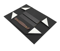 Caja de Regalo de Whisky Plegable Rectangular Reutilizable con Doble Asa Negra, Caja de Papel para Regalo, Logotipo Personalizado, Almacenamiento que Ahorra Espacio, Embalaje de Lujo