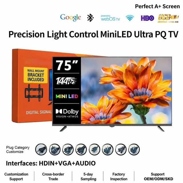 32 55 65 75 Inch Mini Smart TV Ultra Slim HD LCD Television Network TV Home Entertainment TV OEM ODM