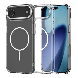 Bán buôn bay kim cương kim loại ống kính khung <span class=keywords><strong>TPU</strong></span> + PC phí không dây chống sốc thiết kế sang trọng trong suốt 2-in-1 điện thoại di động trường hợp - Product Image 1