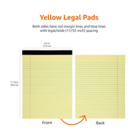 Blocs-notes lignés à lignes larges Basics, 8,5" x 11,75", Jaune canari, Lot de 12 paquets de 50 feuilles perforées, Dos robuste, Personnalisable