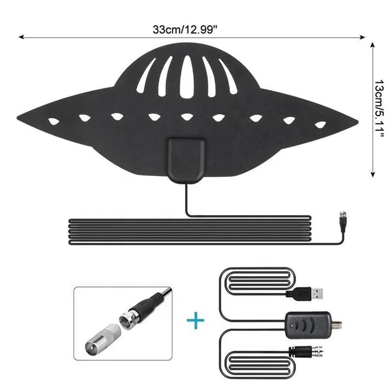 Flat HD Digital Indoor TV Antenna with Amplifier 100 Miles Support 1080P 4K HD TV