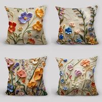 Housse de coussin florale, motif floral 3D pastel, housse de coussin décorative, décoration de luxe pour la maison, housse de coussin de canapé