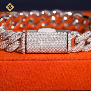 Lab Grown Diamond Bracelet Popular 12mm Cuban Chain Cuban Link Chain Necklace Bracelet <b>Men</b> Iced Out Diamond 925 - Product Image 6