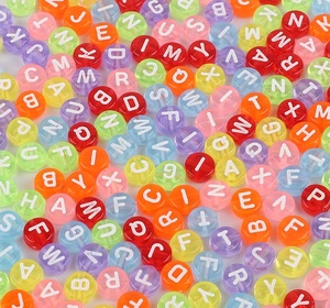 4*7mm Perles acryliques en vrac <span class=keywords><strong>Lettres</strong></span> anglaises Perles plates Diy Jewelry Acrylic Alphabet Beads Wholesale - Product Image 1
