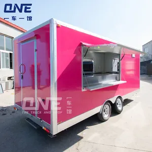 Mobile Salon Food Truck Pink Hot Dog Stand Mobile Kitchen Ice Cream Kiosk Hot Dog Cart With Grill And Deep Fryer Food Trailer