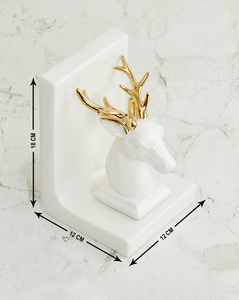<strong>Cute</strong> Reindeer Shaped Ceramic <strong>Bookend</strong> Reindeer Design with Electroplated Antler <strong>Bookends</strong> Ceramic Decorative Deer <strong>Bookends</strong> Stand - Product Image 4
