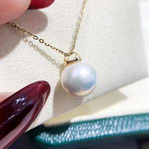 S925 <b>Silver</b> Pendant Necklace with 9-13mm Round <b>Beads</b> DIY Pearl Accessories Empty Stand Fashion Pendant 31072 - Product Image 3