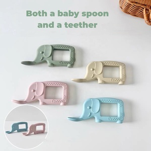 Juego de Cuchara y Tenedor 2 en 1 para Bebés, Libre de BPA, de Silicona Ecológica, para la Primera Etapa de Alimentación, con Diseño de Cocodrilo y Elefante - Product Image 1