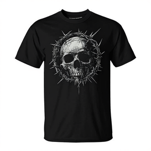 Camiseta gótica con calavera y corona de espinas, color negro, talla mediana para hombre - Product Image 2