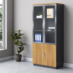 Hiện đại đơn giản bằng gỗ văn phòng tập tin tủ với ba cửa ra vào bảng điều chỉnh tủ tường cho văn phòng phân vùng & hoa máng tủ - Product Image 4