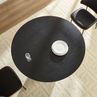 [Stock US] Table à manger ronde en MDF de style moderne du milieu du siècle, 46,45 pouces, en NOIR, expédition rapide depuis l'entrepôt US, MOQ 1 unité