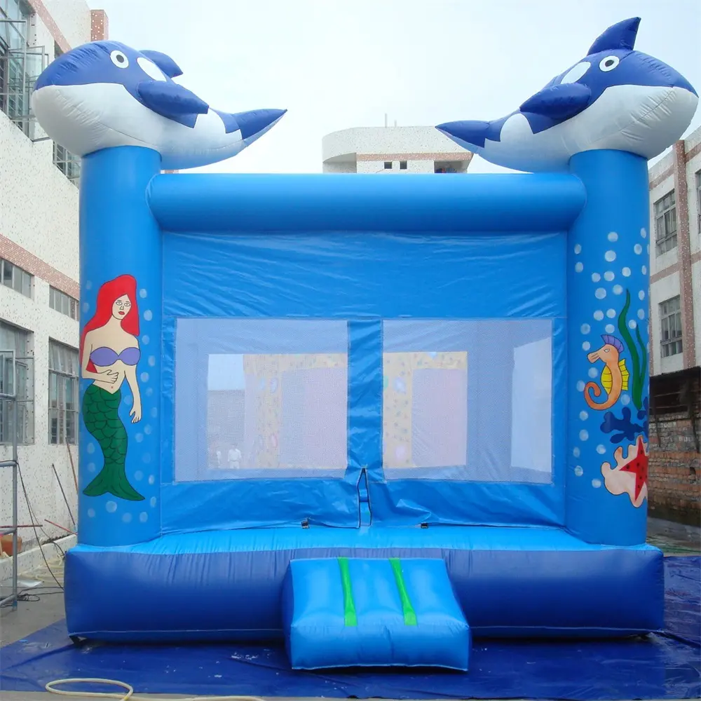Commercial Fun Sea World Theme PVC Bounce House 15'x15' Outdoor Inflatable Carnival Game Castle Party