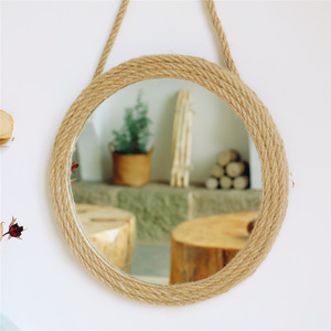 <span class=keywords><strong>Espejo</strong></span> <span class=keywords><strong>Redondo</strong></span> de Pared de Yute Vintage, Estilo Bohemio, <span class=keywords><strong>Espejo</strong></span> de Maquillaje Colgante <span class=keywords><strong>para</strong></span> Baño y Decoración del Hogar - Product Image 4