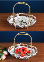 Nouvelle corbeille à fruits en porcelaine bleue et blanche chinoise, céramique décorative, vaisselle en émail bleu et blanc, porcelaine chinoise décorative pour fruits