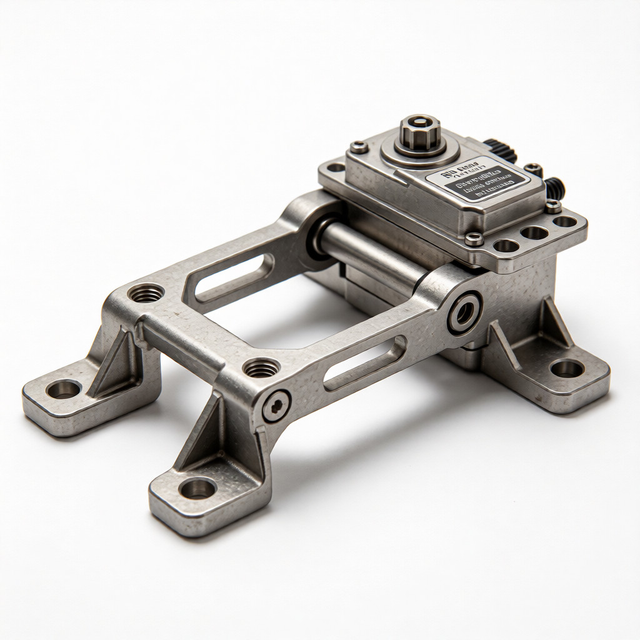 CNC Milled Stainless Steel/Aluminum Alloy Servo Motor Mount Bracket Custom Hole Layout for for Robotic Arm RC Applications