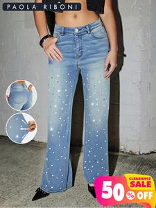 New Women's High Waist Baggy Fit Straight Leg <b>Stretch</b> <b>Denim</b> Jeans Breathable High Street Style with Loose Fit for Summer Autumn - Product Image 2