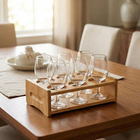 Présentoir Rustique en Bois Élégant pour Tasses, Organisateur de Rangement en Bambou pour Verres, Outil de Service de Cuisine Intérieur